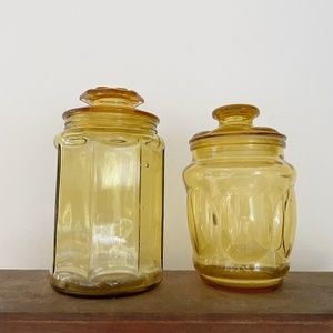 Mid Century Amber Glass Canister Set - 2